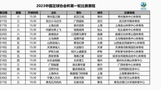 中乙官方：为支持俱乐部参加足协杯，调整部分场次赛程